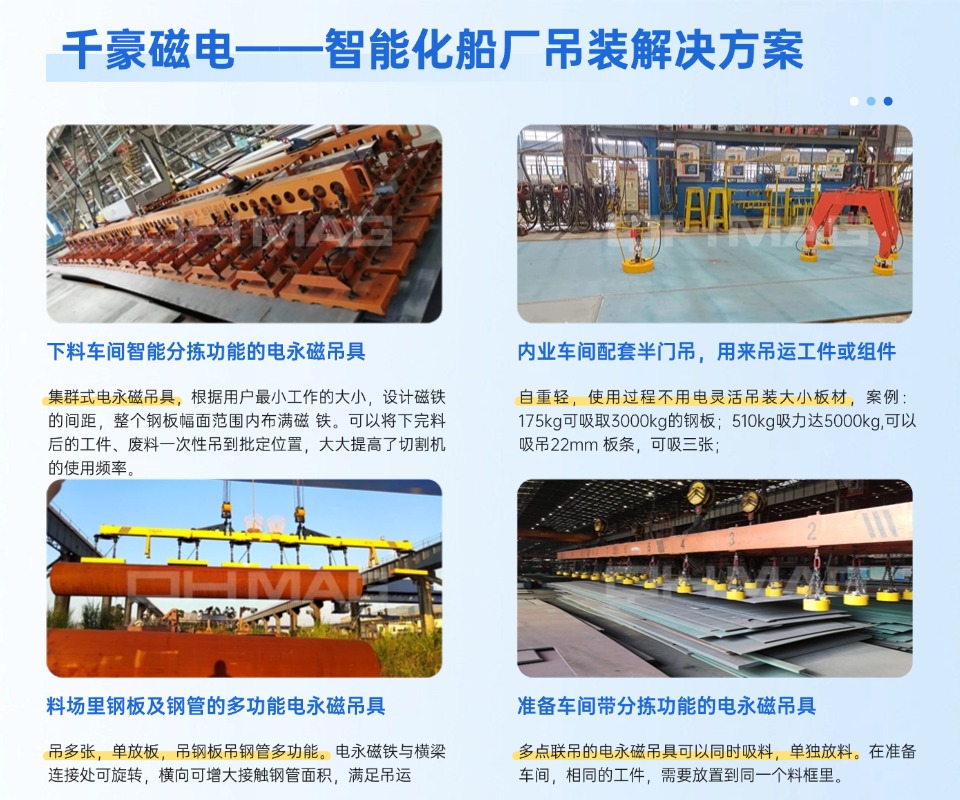 造船厂使用千豪电永磁吊具